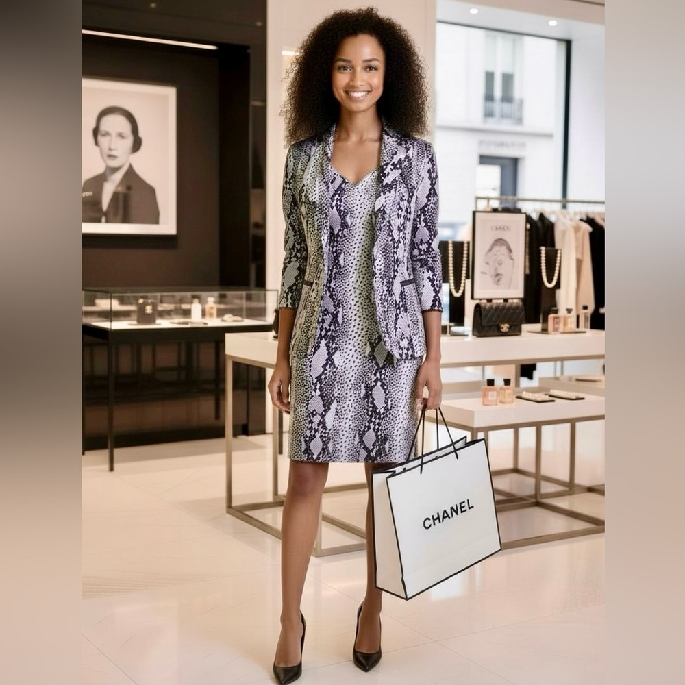 St John Black & White Snakeskin Python Print Cott… - image 2